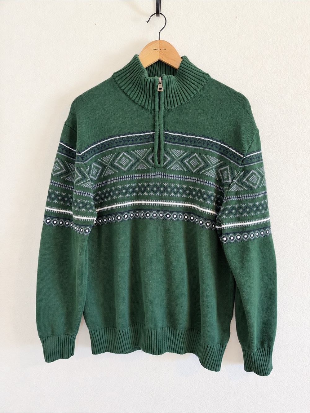 Weatherproof Fair Isle Knit 1/4 Zip Mock Neck Pullover Mens Sweater XL